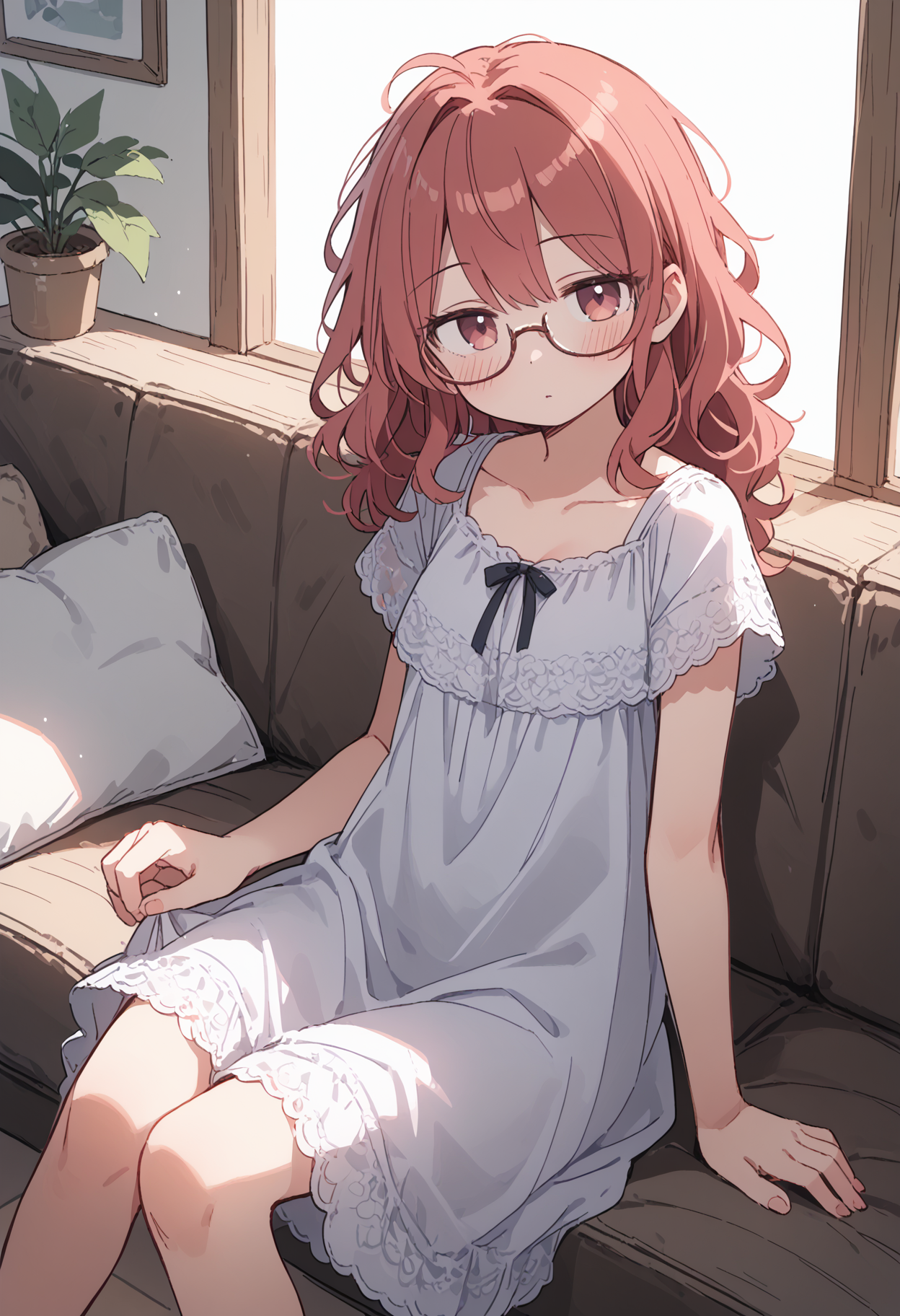 00020-jitq_pony-3634794151-20-2-Euler a-score_9, score_8_up, score_7_up, 1girl, solo, medium breasts,  messy hair, wavy hair, red hair, rimless eyewear, living room, si.png